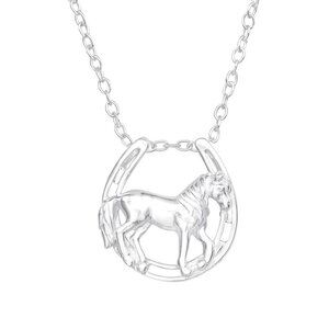 Sterling Silver Horse & Horseshoe Necklace